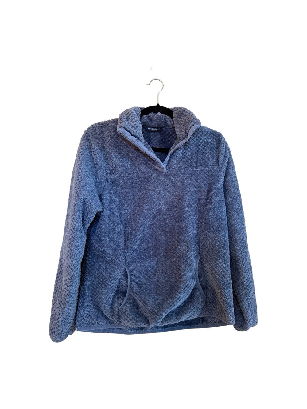 Eddie Bauer Women's Blue Fleece 1/4 Snap Mock Neck Pullover Sweatshirt S - Picture 2 of 5